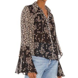 Free People Serena Button Up Bell Sleeve Blouse S